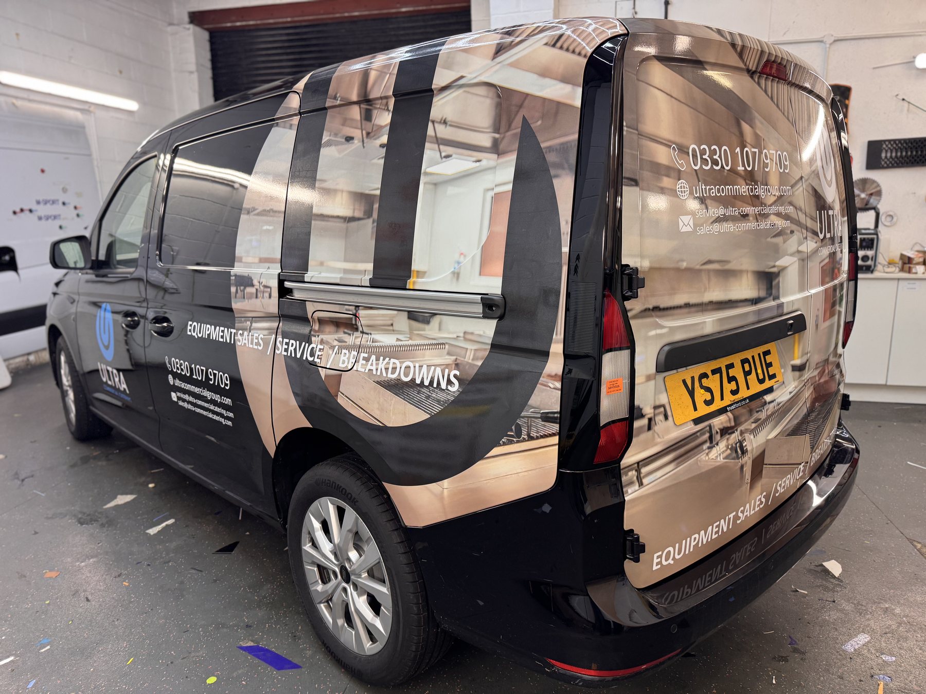 Commercial van with architectural printed wrap