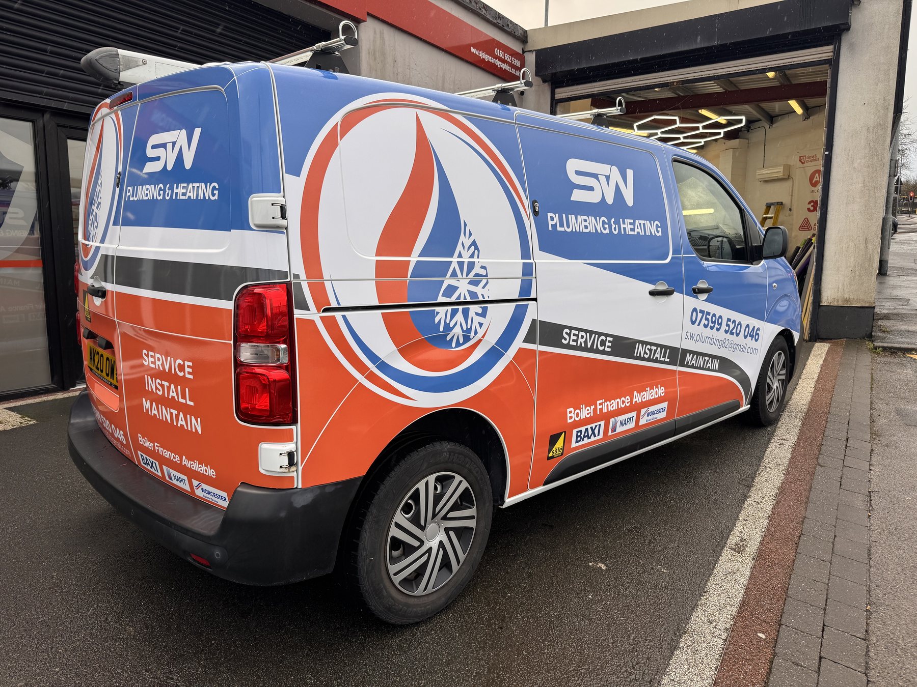STW Plumbing and Heating van displaying high-impact printed branding